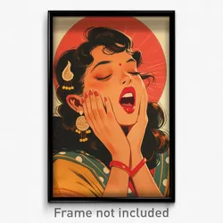 Bollywood Movie Poster - Girl Feeling Yawning, Upbeat Crescent Hat Ornament