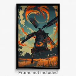 Icelandic Movie Poster - Urban Windmill (Iceland Retro Film Art Print)