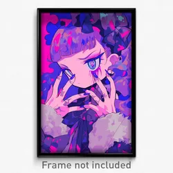 Art Poster - Girl Feeling Annoyance, Violet Fur Trimmed Gloves (Art Print)