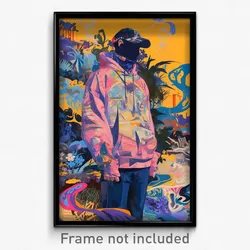 Indonesian Movie Poster - Man Feeling Jubilation, Artistic Pink Hoodie (Print)
