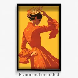 Spanish Movie Poster - Boy Feeling Unsettled, Handsome Orange Dress (Art Print)
