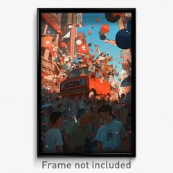 Art Poster - Crowded Fourth Of July (Psychedelic Trippy Weird 11x17 Print)