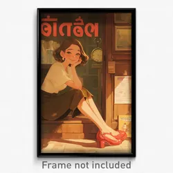 Thai Movie Poster - Girl Feeling Relaxed, Pretty Red Footwear (Art Print)