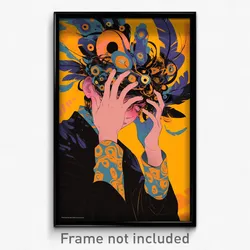 Anime Art Poster - Boy Feeling Discombobulated, Orange Feather Hair Ornament