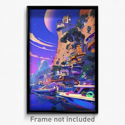 Art Poster - Haunted Marina (Psychedelic Trippy Weird 11x17 Cartoon Print)