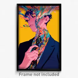Anime Art Poster - Boy Feeling Impatient Wearing Crazy Short Necktie (Print)