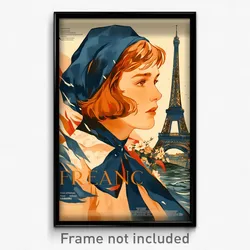 French Movie Poster - Woman Feeling Caring, Famous Blue Ribbon (Art Print)