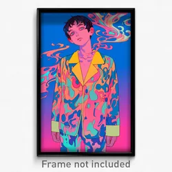 Art Poster - Boy Feeling Fright Wearing Original Pajamas (Art Print)