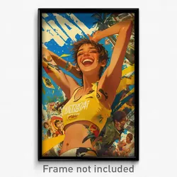 Spanish Movie Poster - Girl Feeling Thrilled, Cluttered Yellow Tank Top (Print)