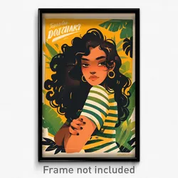 Brazilian Movie Poster - Girl Feeling Longing, Striped Cardigan Vest (Art Print)