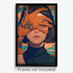 Art Poster - Girl Feeling Indifference Wearing Pricey Brown Gloves (Art Print)