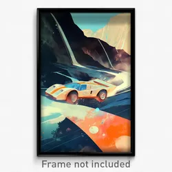 Movie Art Poster - Unique Racecar (Psychedelic Trippy Retro Cartoon Film Print)