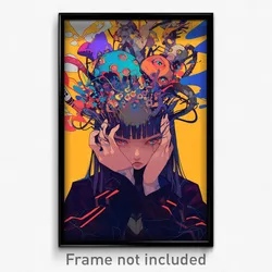 Anime Art Poster - Girl Feeling Grouchiness Wearing Cluttered Headpiece (Print)
