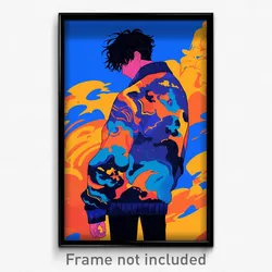 Anime Art Poster - Boy Feeling Calm Wearing Tremendous Cardigan (Print)