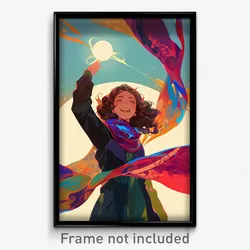 Movie Art Poster - Girl Feeling Joy, Dramatic Multicolored Scarf (Film Print)