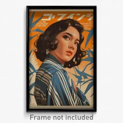 Indonesian Movie Poster - Woman Feeling Spite, French Striped Scarf (Art Print)