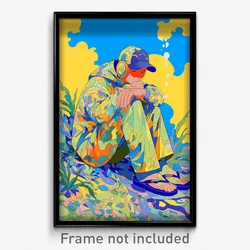 Art Poster - Man Feeling Isolated Wearing Well Off Clog Sandals (Art Print)