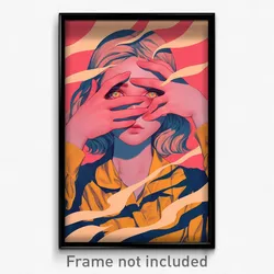 Art Poster - Woman Feeling Patience Wearing Impeccable Pink Shirt (Art Print)