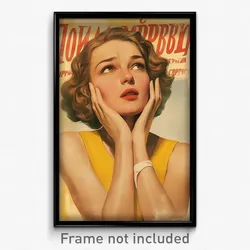 Russian Movie Poster - Woman Feeling Dumbstruck, Pretty Yellow Tank Top (Print)