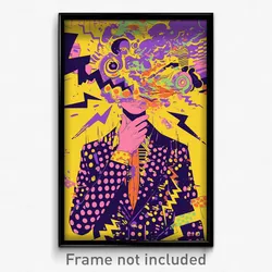 Greek Movie Poster - Boy Feeling Amusement, Purple Polka Dot Scrunchie (Print)
