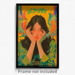 Thai Movie Poster - Woman Feeling Stuck, Multicolored Green Wings (Art Print)