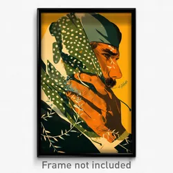 Greek Movie Poster - Man Feeling Attraction, Exotic Green Scarf (Art Print)