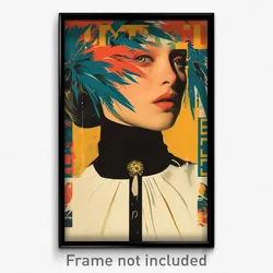 Greek Movie Poster - Woman Feeling Unsure, Imaginary Feather Trimmed Sleeves