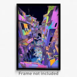 Art Poster - Bustling Backwater (Psychedelic Trippy Weird 11x17 Print)