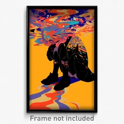 Anime Art Poster - Woman Feeling Upset Wearing Remarkable Two Sided Cape (Print)