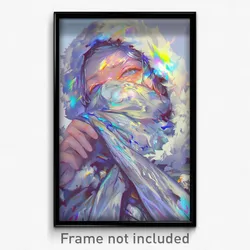Anime Art Poster - Man Feeling Annoyance Wearing Silver Fur Scarf (Print)