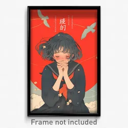 Chinese Movie Poster - Girl Feeling Discomfort, Handmade Grey Sailor Collar