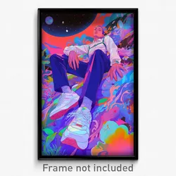 Art Poster - Man Feeling Fascination Wearing Royal Purple Legwear (Print)