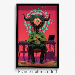 Movie Art Poster - Haunted Lamp (Psychedelic Trippy Retro Cartoon Film Print)