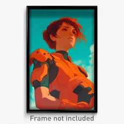 Movie Art Poster - Woman Feeling Careless, Orange Power Armor (Retro Film Print)