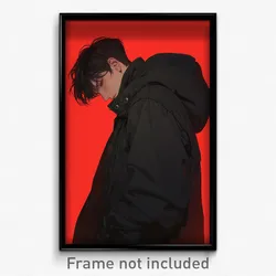 Art Poster - Boy Feeling Helpless Wearing Worldly Black Coat (Art Print)
