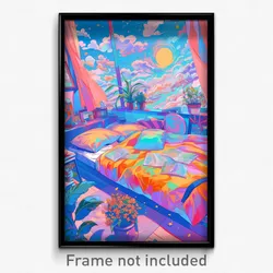Art Poster - Vibrant Bedroom (Psychedelic Trippy Weird 11x17 Print)