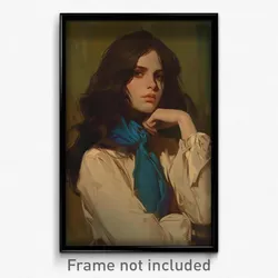 Art Poster - Woman Feeling Agitation Wearing Blue Neckerchief (Print)