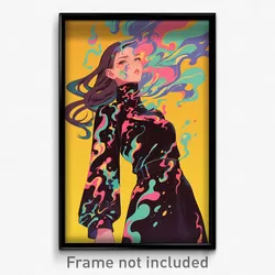 Anime Art Poster - Woman Feeling Infuriated Wearing Handsome Catsuit (Print)