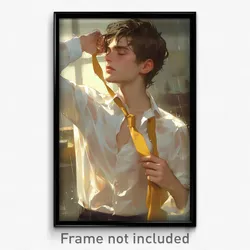 Art Poster - Boy Feeling Sentimentality Wearing Soggy Yellow Necktie