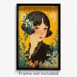 French Movie Poster - Girl Feeling Pity, Bronze Lace Trim (France Art Print)