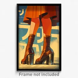 Hebrew Movie Poster - Woman Feeling Remorse, Strong Platform Boots (Art Print)