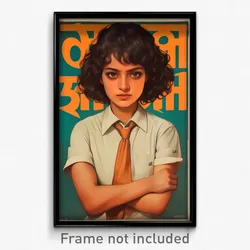 Bollywood Movie Poster - Girl Feeling Lazy, Burly Orange Necktie (Art Print)