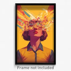 Movie Art Poster - Woman Feeling Stressed, Livid Head Wreath (Retro Film Print)