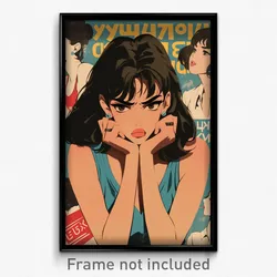 Greek Movie Poster - Girl Feeling Annoyed, Second Hand Blue Tank Top (Art Print)