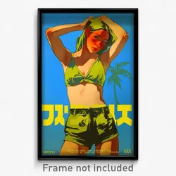 Hebrew Movie Poster - Woman Feeling Embarrassment, Bright Green Shorts (Print)