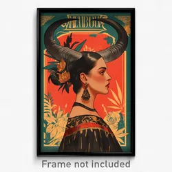 Mexican Movie Poster - Woman Feeling Calm, Elegant Horn Ribbon (Art Print)