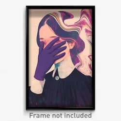 Icelandic Movie Poster - Woman Feeling Neglect, Curvy Purple Gloves (Art Print)