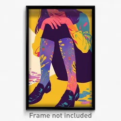 Spanish Movie Poster - Woman Feeling Sadness, Whimsical Purple Socks (Art Print)