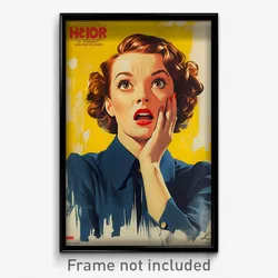French Movie Poster - Woman Feeling Shocked, Soft Blue (France Film Art Print)
