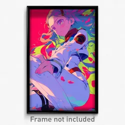 Anime Art Poster - Girl Feeling Gratitude Wearing Thoughtful White Suit (Print)
